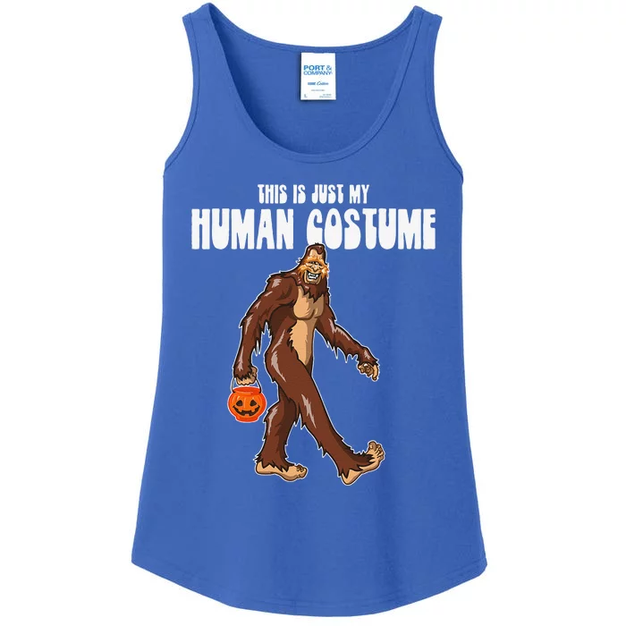 This Is Just My Human Costume! Funny Bigfoot Halloween DOTD Ladies Essential Tank