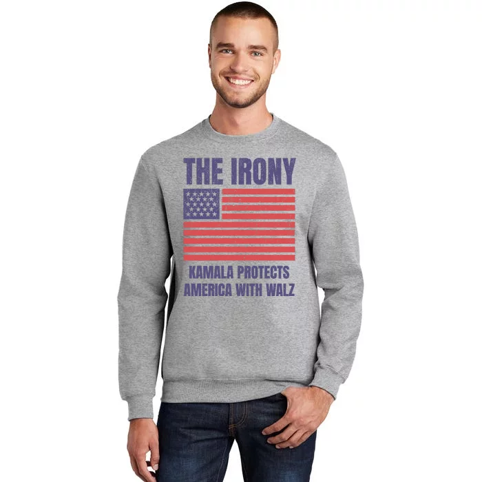 The Iron Kamala Protects America With Walz Tall Sweatshirt