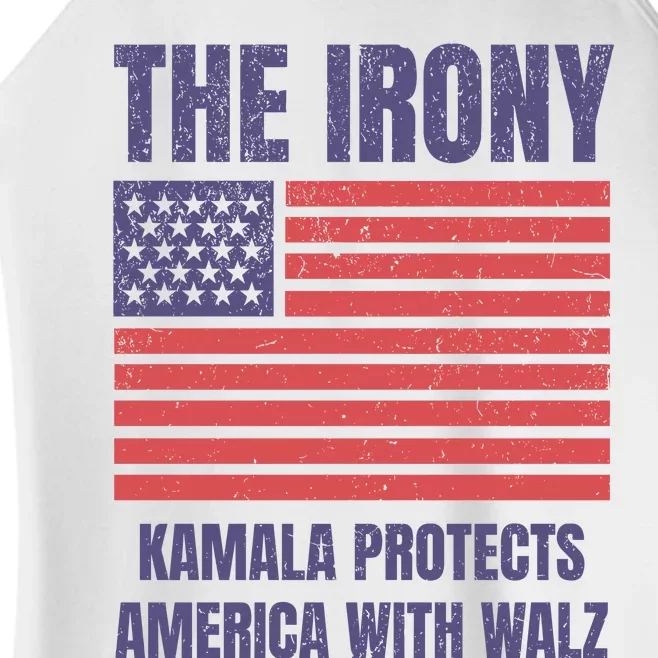 The Iron Kamala Protects America With Walz Women’s Perfect Tri Rocker Tank