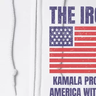 The Iron Kamala Protects America With Walz Full Zip Hoodie