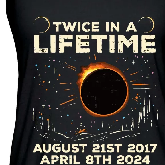 Twice In Lifetime Solar Eclipse 2017 2024 Ladies Essential Flowy Tank