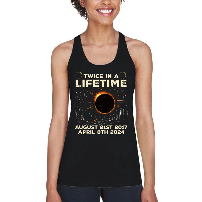 Twice In Lifetime Solar Eclipse 2017 2024 Women's Racerback Tank