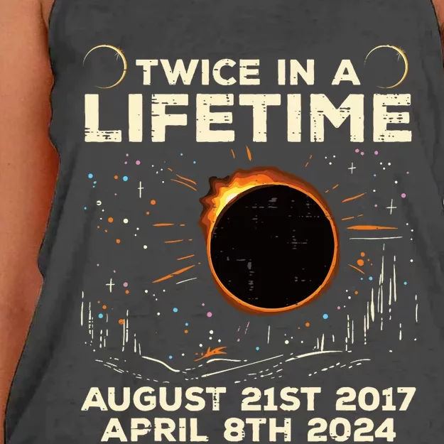 Twice In Lifetime Solar Eclipse 2017 2024 Women's Knotted Racerback Tank