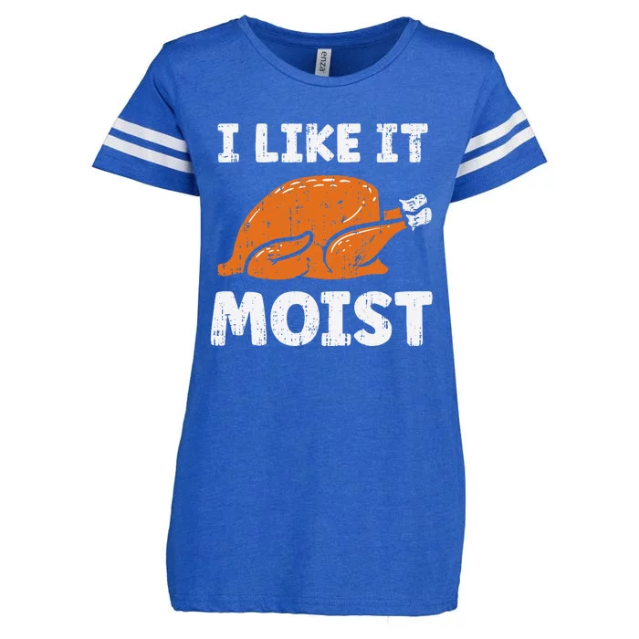 Turkey I Like It Moist Funny Thanksgiving Enza Ladies Jersey Football T-Shirt