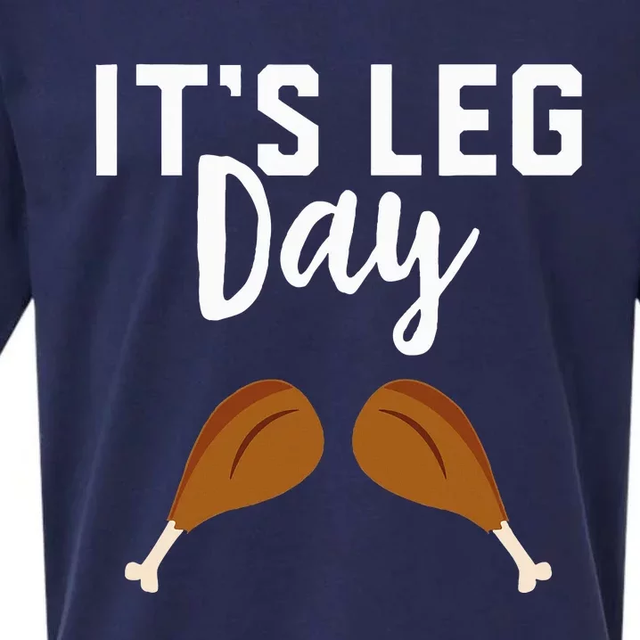 Turkey It's Leg Day Workout Gift Funny Thanksgiving Sueded Cloud Jersey T-Shirt