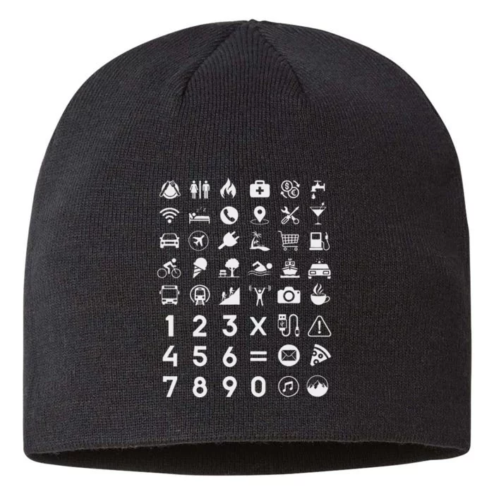 Travel Icon Language Translation Guide Design 8 1/2in Sustainable Knit Beanie