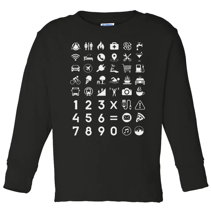 Travel Icon Language Translation Guide Design Toddler Long Sleeve Shirt