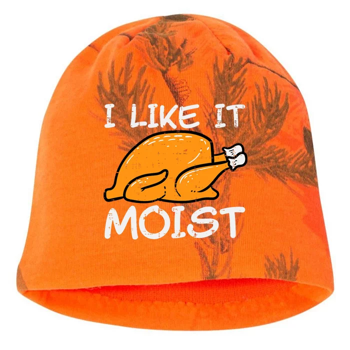 Turkey I Like It Moist Funny Thanksgiving Kati - Camo Knit Beanie