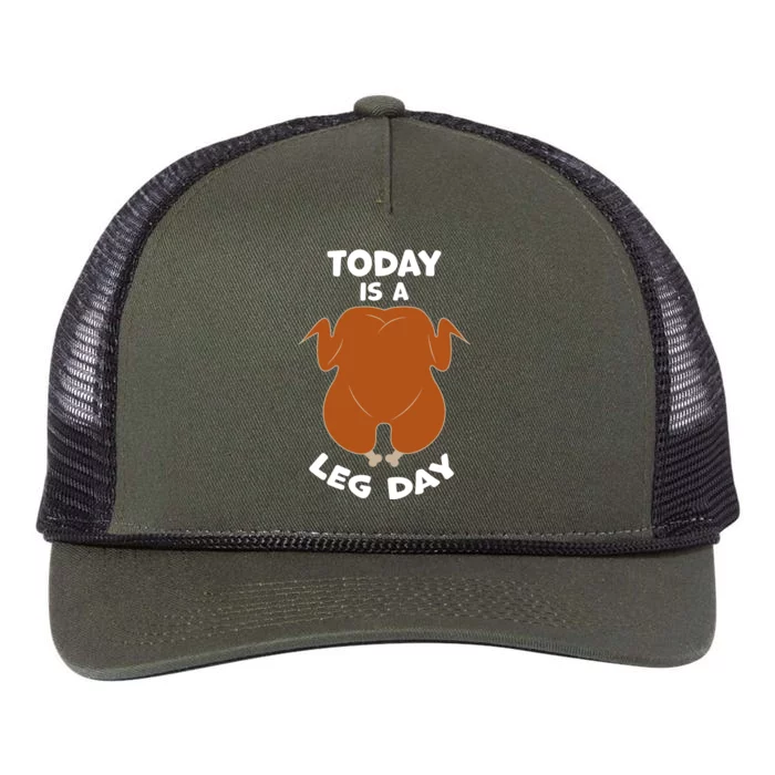 Today Is Leg Day Funny Thanksgiving Day Turkey Gift Retro Rope Trucker Hat Cap