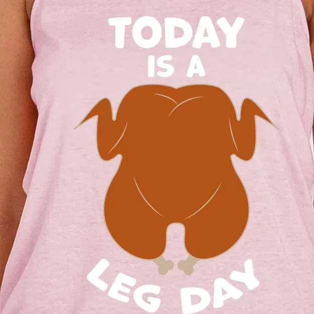 Today Is Leg Day Funny Thanksgiving Day Turkey Gift Women's Knotted Racerback Tank