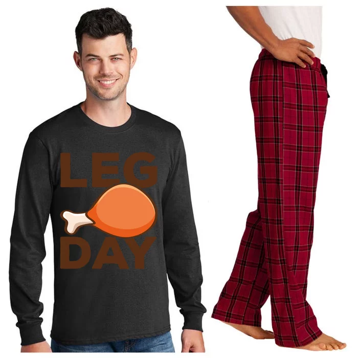 Turkey It's Leg Day Cool Gift Workout Gift Funny Thanksgiving Meaningful Gift Long Sleeve Pajama Set