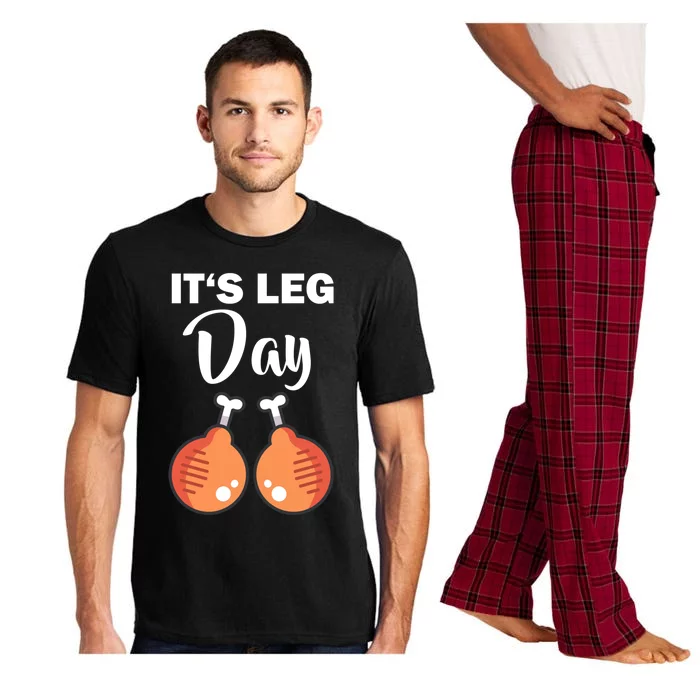 Turkey It's Leg Day Thanksgiving Workout Chicken Legs Funny Cool Gift Pajama Set