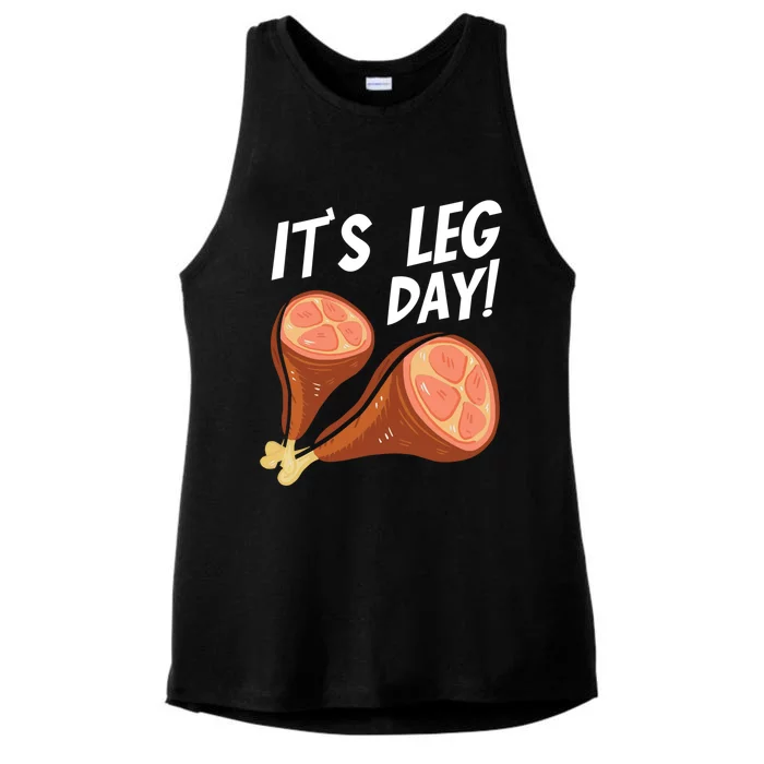 Turkey It's Leg Day Thanksgiving Workout Chicken Legs Funny Gift Ladies Tri-Blend Wicking Tank