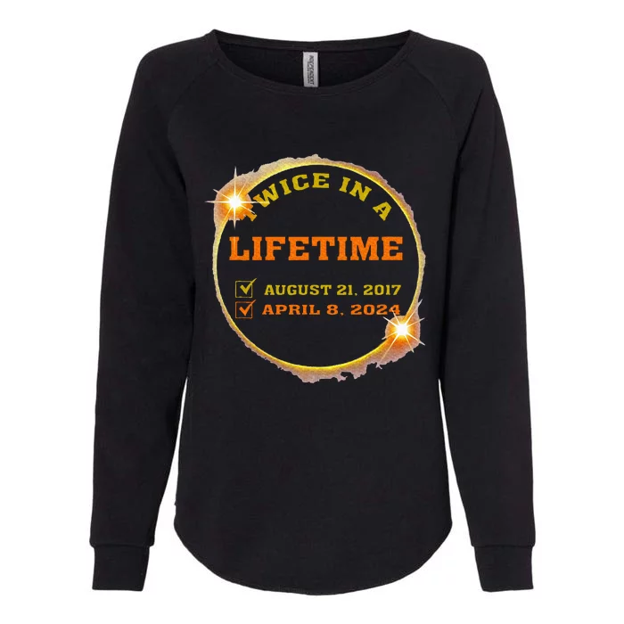 Twice In Lifetime 2024 Solar Eclipse Womens California Wash Sweatshirt