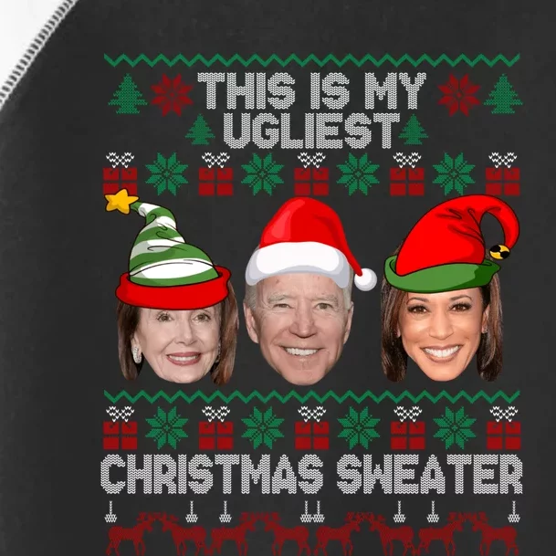 This Is My Ugliest Christmas Sweater Funny Joe Biden Kamala Toddler Fine Jersey T-Shirt