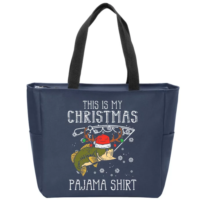 This Is My Christmas Pajama Fishing Xmas Dad Zip Tote Bag