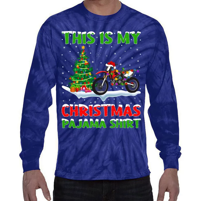 This Is My Christmas Pajama Dirt Bike Christmas Tie-Dye Long Sleeve Shirt