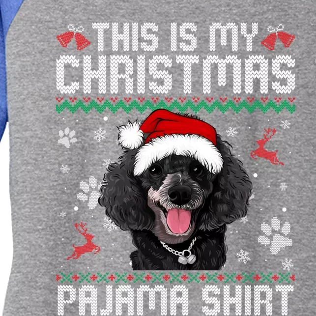 This Is My Christmas Poodle Dog Pajama Merry Xmas Gift Women's Tri-Blend 3/4-Sleeve Raglan Shirt