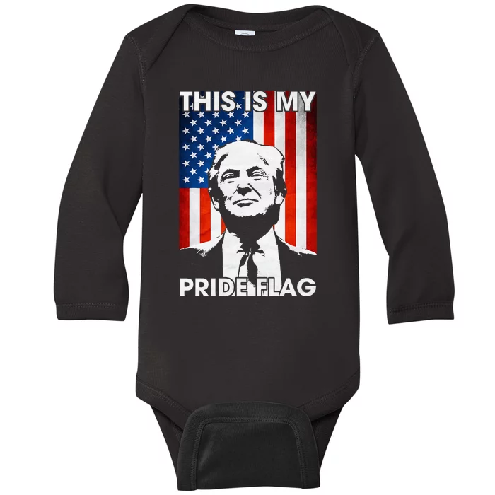 This Is My Pride Flag Trump American Flag Baby Long Sleeve Bodysuit