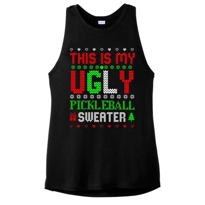 This Is My Ugly Pickleball Sweater Christmas Ladies Tri-Blend Wicking Tank