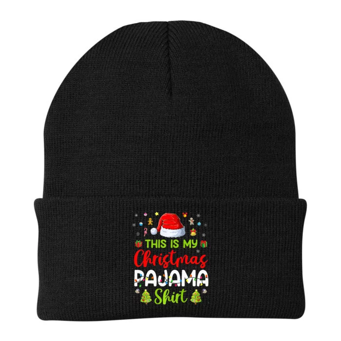 This Is My Christmas Pajama Xmas Lights Holiday Family Knit Cap Winter Beanie