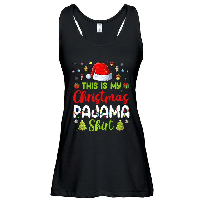 This Is My Christmas Pajama Xmas Lights Holiday Family Ladies Essential Flowy Tank