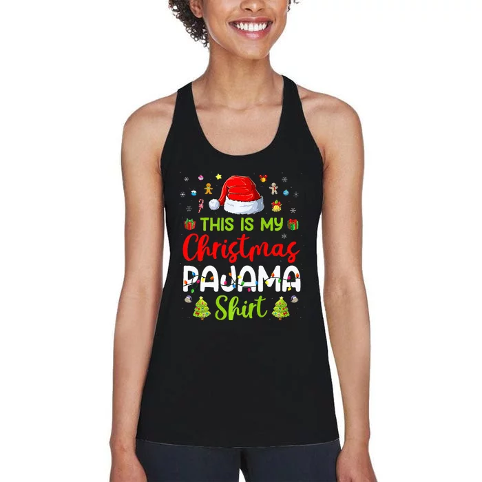 This Is My Christmas Pajama Xmas Lights Holiday Family Women's Racerback Tank