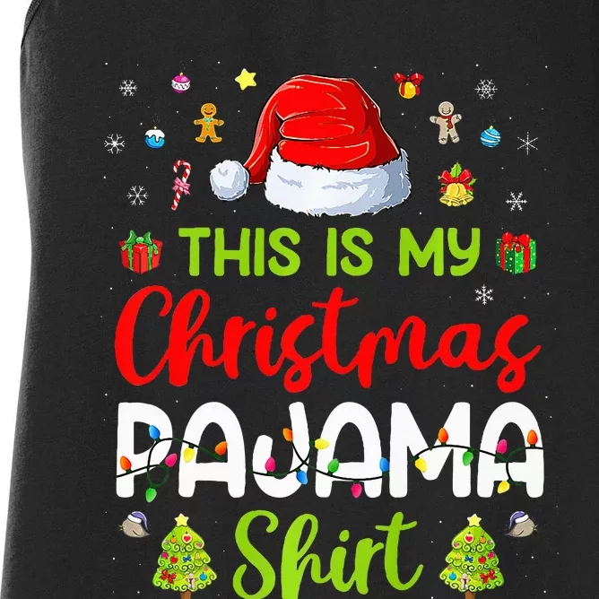 This Is My Christmas Pajama Xmas Lights Holiday Family Women's Racerback Tank