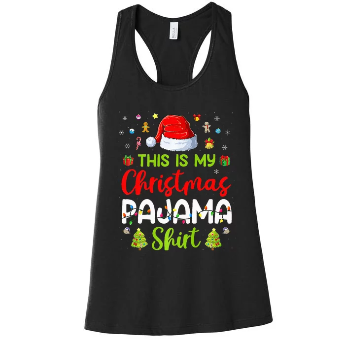 This Is My Christmas Pajama Xmas Lights Holiday Family Women's Racerback Tank