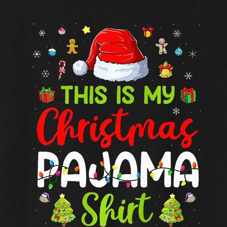 This Is My Christmas Pajama Xmas Lights Holiday Family Women's Crop Top Tee