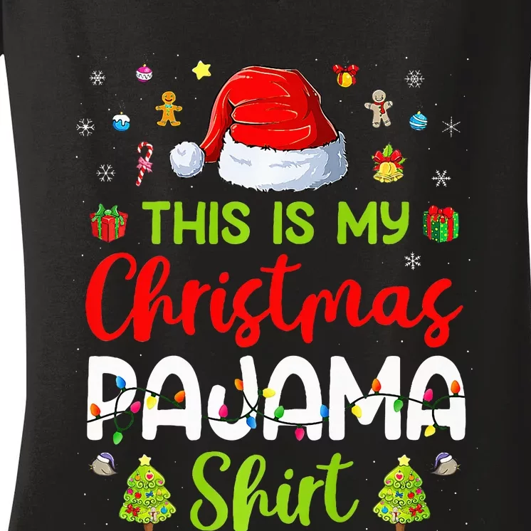 This Is My Christmas Pajama Xmas Lights Holiday Family Women's V-Neck T-Shirt