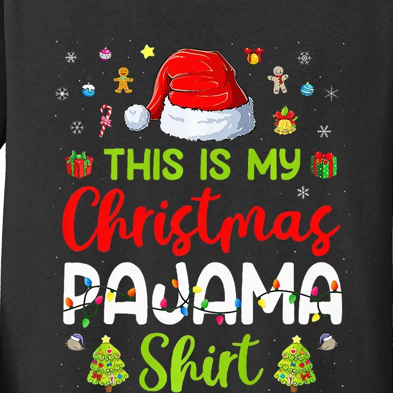 This Is My Christmas Pajama Xmas Lights Holiday Family Kids Long Sleeve Shirt