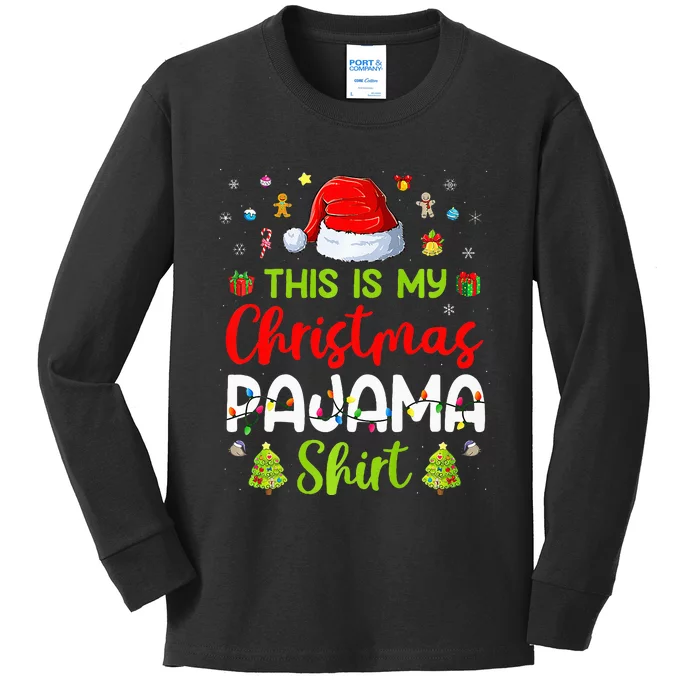 This Is My Christmas Pajama Xmas Lights Holiday Family Kids Long Sleeve Shirt