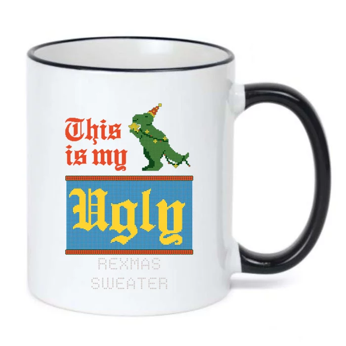 This Is My Ugly Sweater Funny Christmas Rexmas Dinosaur Gift Black Color Changing Mug