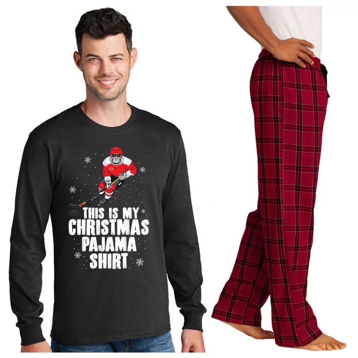 This Is My Christmas Pajama Cool Gift Funny Ice Hockey Santa Gift Long Sleeve Pajama Set