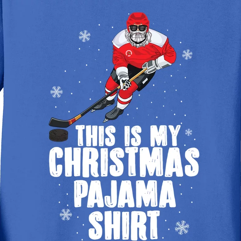 This Is My Christmas Pajama Cool Gift Funny Ice Hockey Santa Gift Kids Long Sleeve Shirt