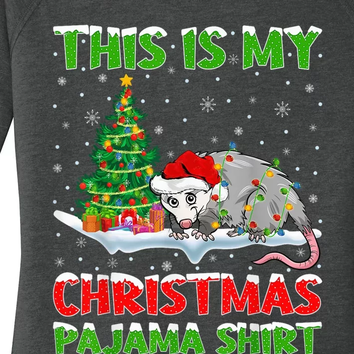 This Is My Christmas Pajama Shirt Opossum Christmas Women's Perfect Tri Tunic Long Sleeve Shirt