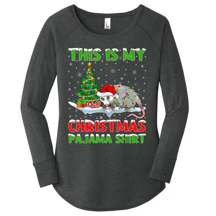 This Is My Christmas Pajama Shirt Opossum Christmas Women's Perfect Tri Tunic Long Sleeve Shirt