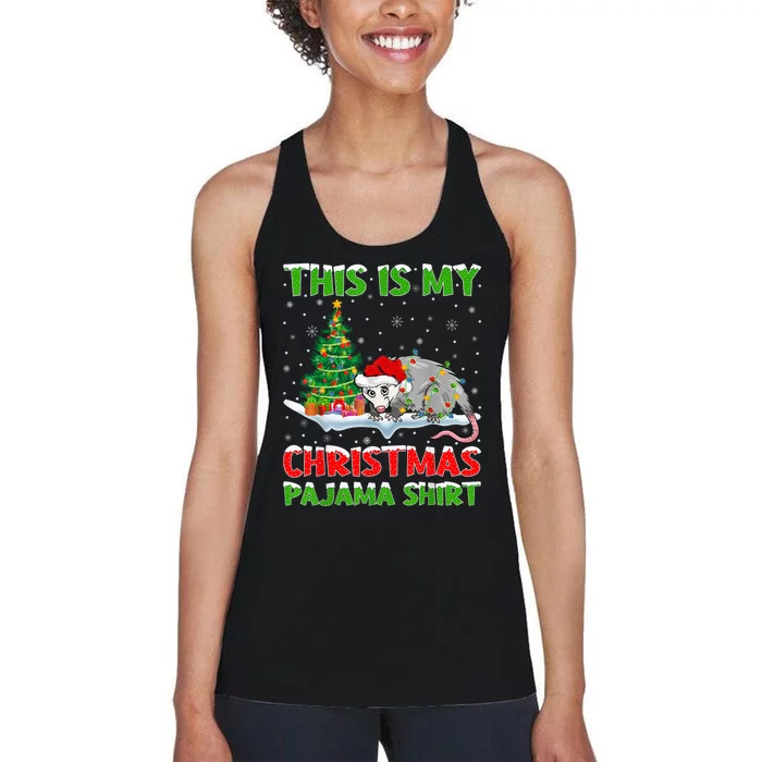 This Is My Christmas Pajama Shirt Opossum Christmas Women's Racerback Tank