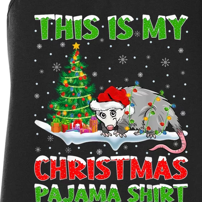 This Is My Christmas Pajama Shirt Opossum Christmas Women's Racerback Tank