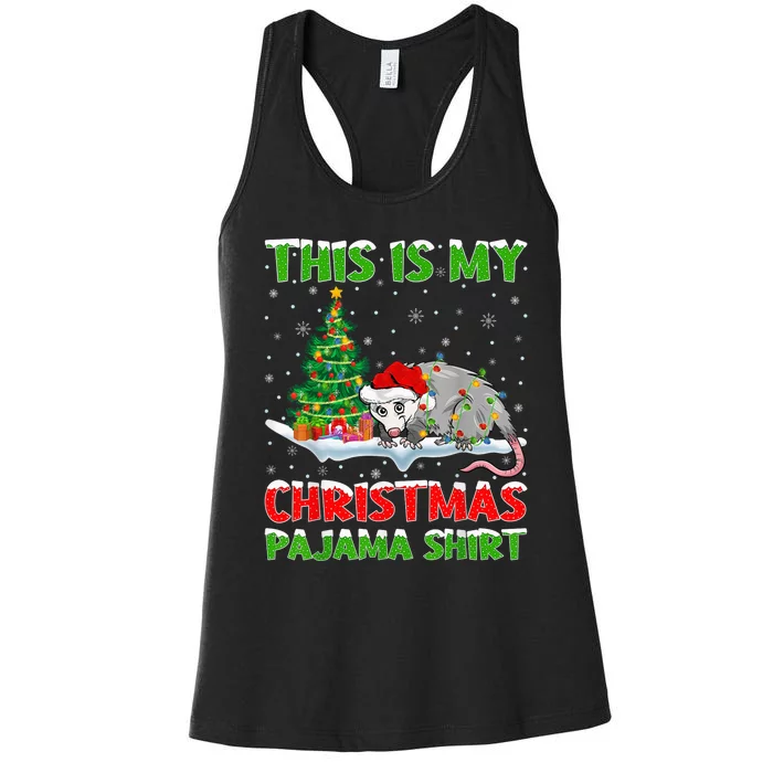 This Is My Christmas Pajama Shirt Opossum Christmas Women's Racerback Tank