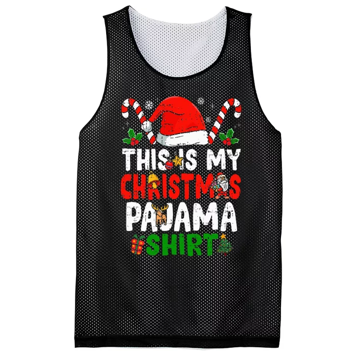 This Is My Christmas Pajama  Funny Christmas Mesh Reversible Basketball Jersey Tank