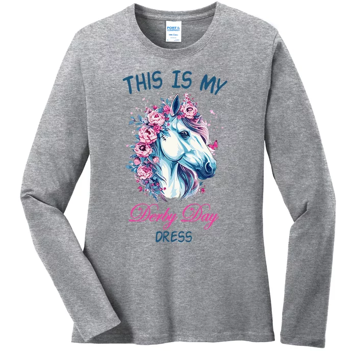 This Is My Derby Day Dress Flowers Butterfly Horse Racing Ladies Long Sleeve Shirt