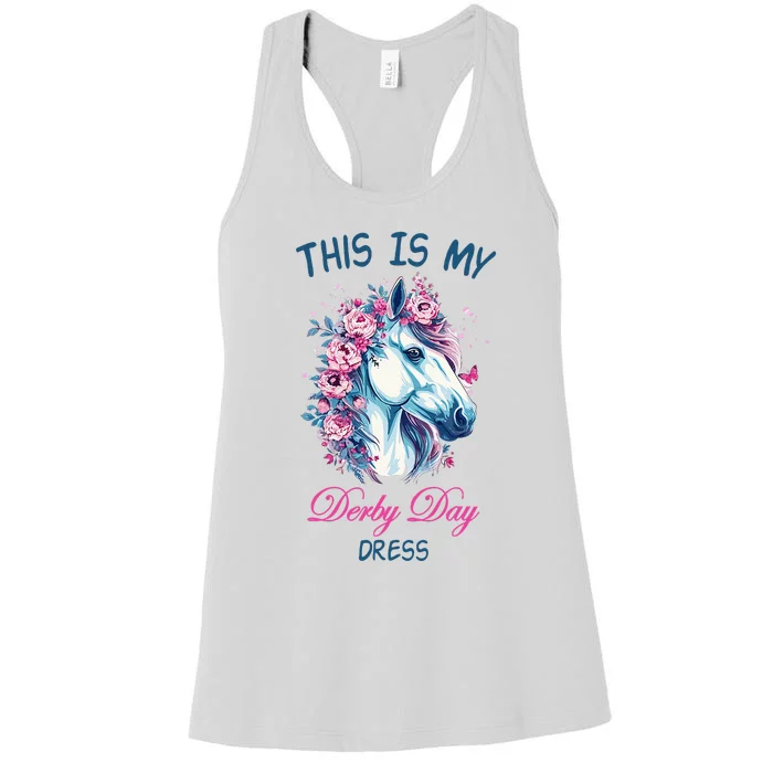 This Is My Derby Day Dress Flowers Butterfly Horse Racing Women's Racerback Tank