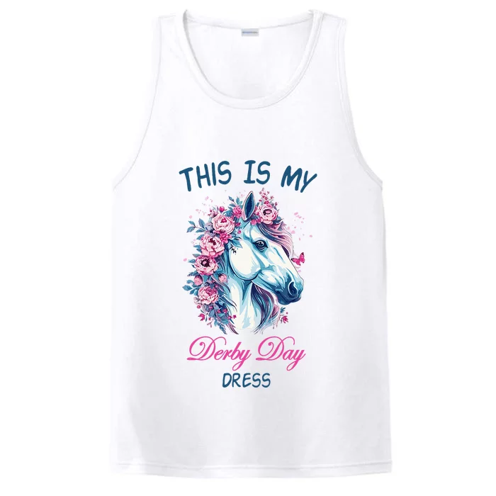 This Is My Derby Day Dress Flowers Butterfly Horse Racing Performance Tank