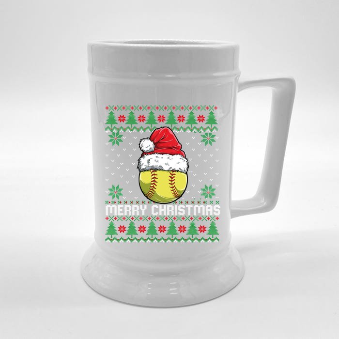 This Is My Christmas Pjamama Softball With Santa Hat Xmas Meaningful Gift Front & Back Beer Stein