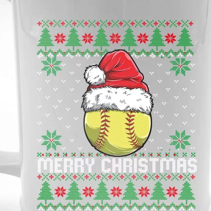 This Is My Christmas Pjamama Softball With Santa Hat Xmas Meaningful Gift Front & Back Beer Stein