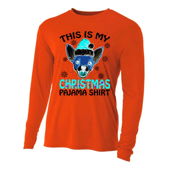 This Is My Christmas Pajama Gift Chihuahua Hat Santa Xmas Gift Cooling Performance Long Sleeve Crew