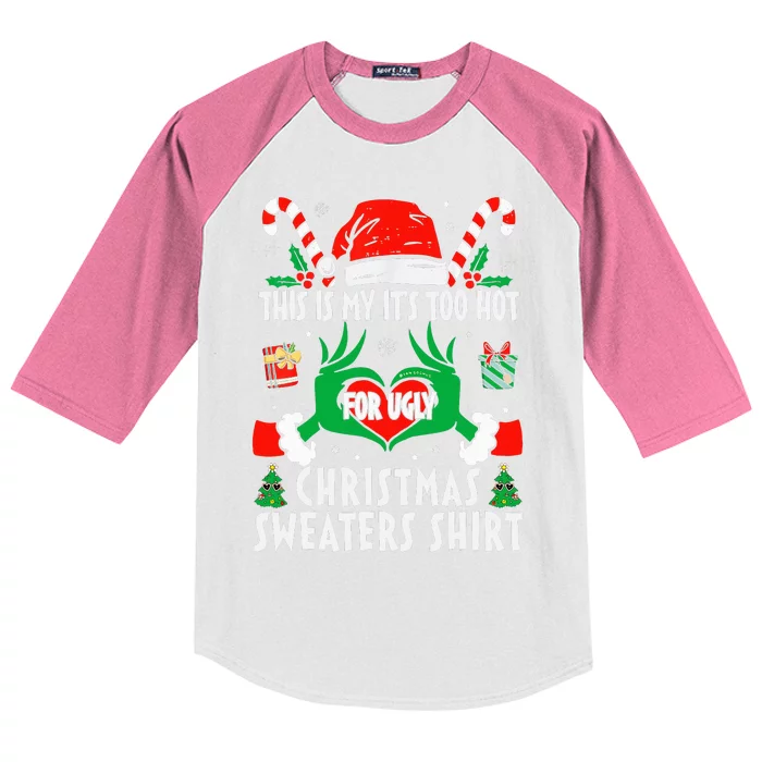 This Is My Its Too Hot For Ugly Christmas Sweaters Kids Colorblock Raglan Jersey