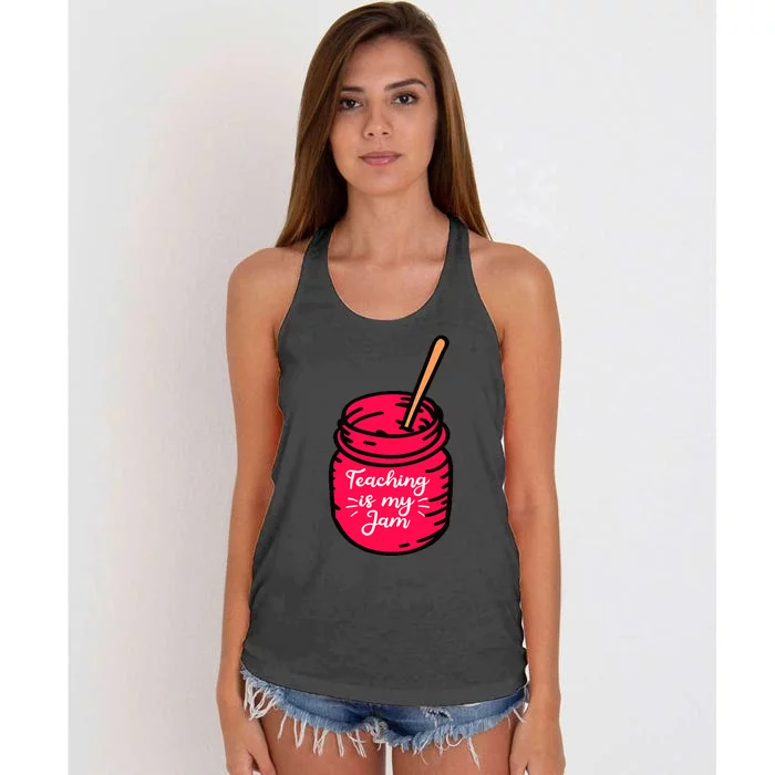 Teaching is My Jam Funny Back to School Teacher Kindergarten Women's Knotted Racerback Tank